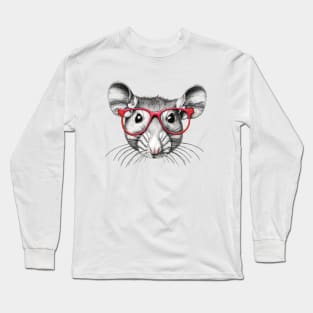 Mouse wearing glasses Long Sleeve T-Shirt